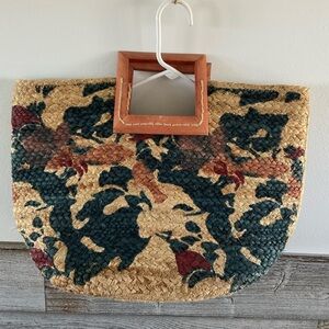 Antik Kraft Anthropologie Boho Floral Pallavi Jute Tote Bag